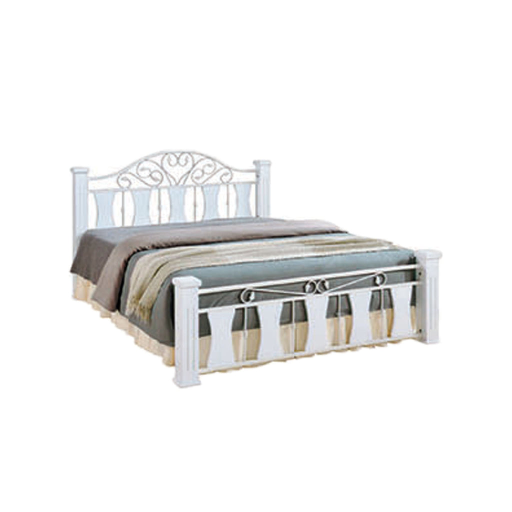 Suzana Series 1 Metal Bed Frame Copper / White In Queen Size w/ Mattress