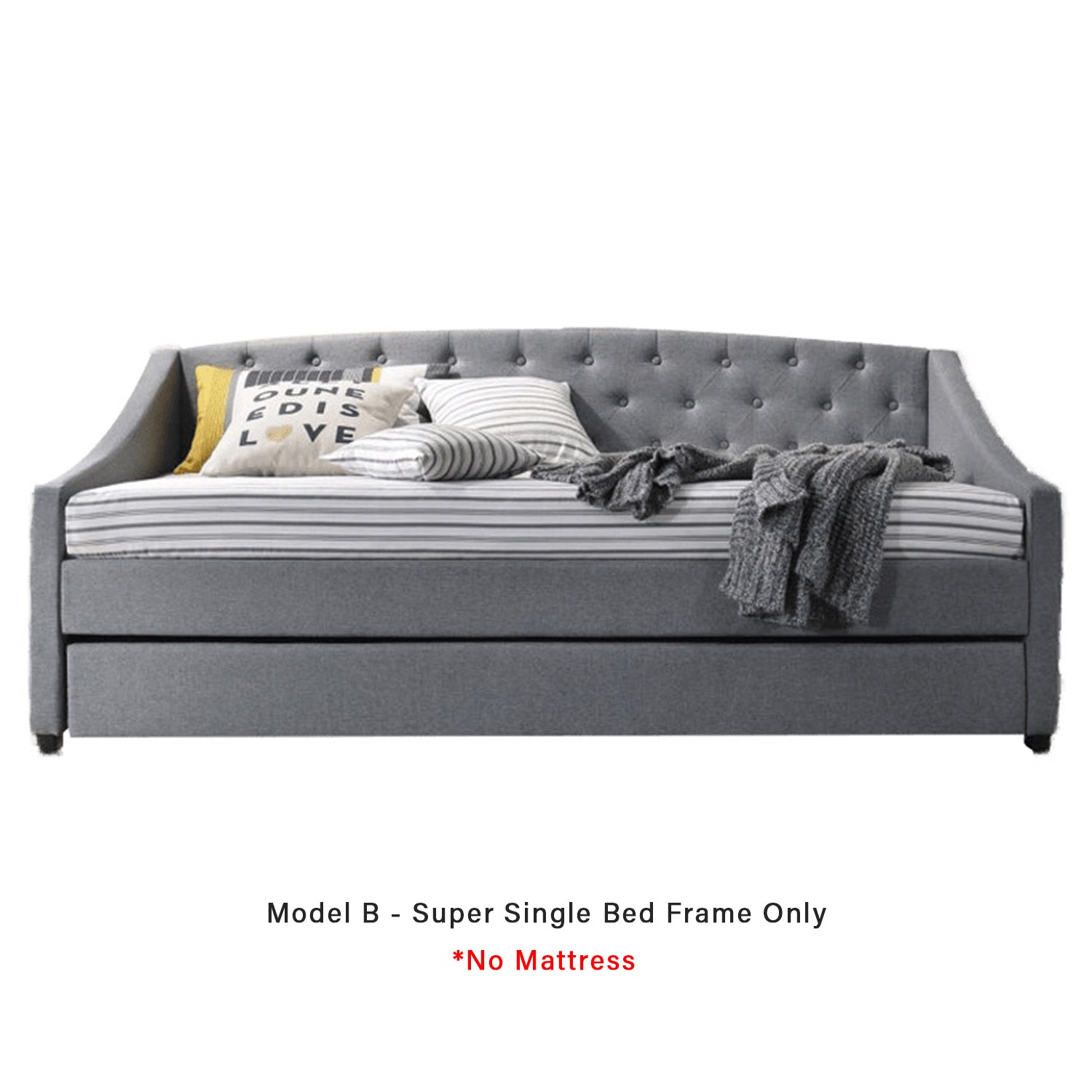 Joash Model B Daybed with Trundle with Mattress - Pet-Friendly Option - 56 Colours