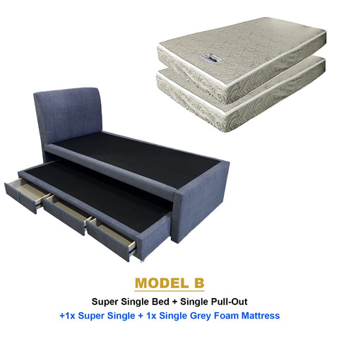 Image of Keeva Pull-Out Bed Frame w/ Drawers Single/SSingle - w/ Mattress and PetFriendly Option