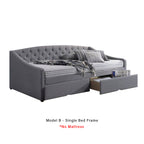 Korro Series Model B Daybed with Drawers - Pet-Friendly Option with Mattress - 56 Colours