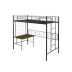 Frances B Single Metal Loft Bed Frame with Built-in Table and Shelves - w/ Mattress Option