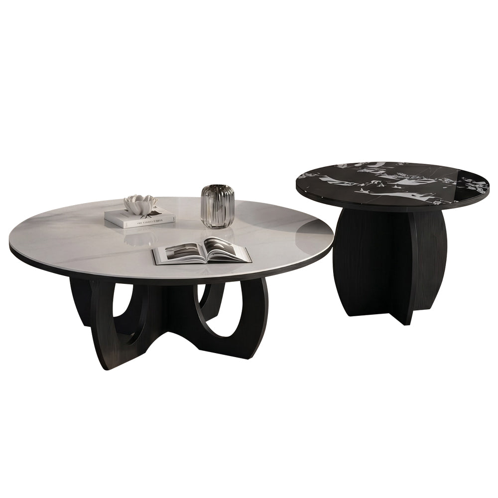 LAVIE Premium Coffee Center Table 2-Piece Set with Tempered Glass Table Top