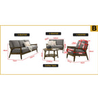 Frida Series 1,2,3 Seater Sofa Set Solid Wood Living Room Furnitures in Grey