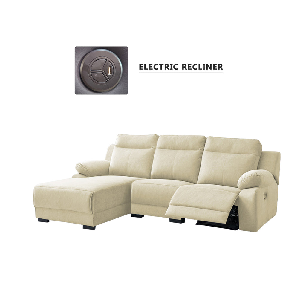 Drazie L-shaped Reclining Sofa Pocketed Spring & Coffee Table in Claw Resistant Pet-Friendly Fabric/Leather