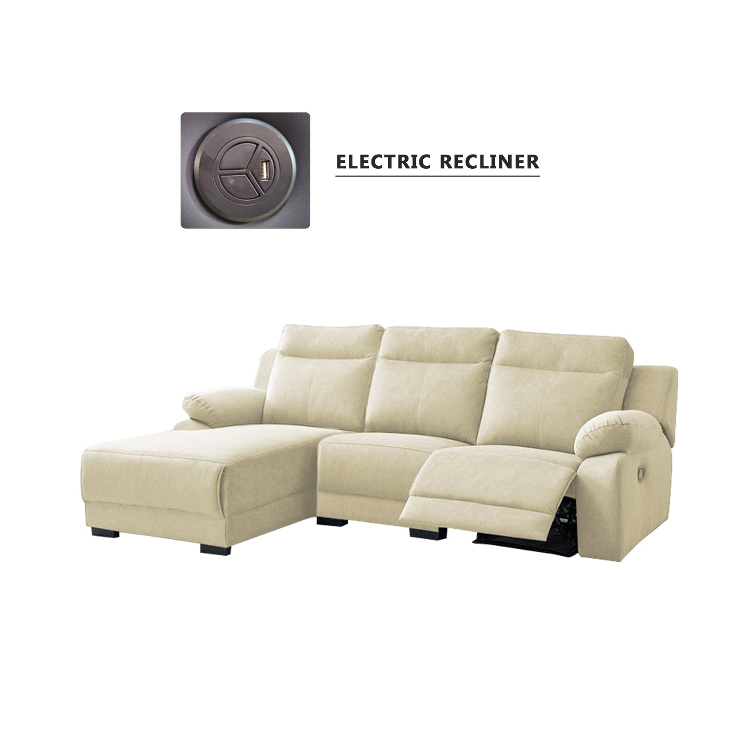 Drazie L-shaped Reclining Sofa Pocketed Spring & Coffee Table in Claw Resistant Pet-Friendly Fabric/Leather