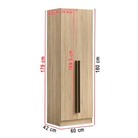 Image of Zarya Series 2 Tall 2 Door Wardrobe Cabinet In Natural Oak Colour
