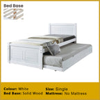 Delia Pull-Out Bed Frame Slatted Wood Base with Pull-out Bed w/ Mattress Option