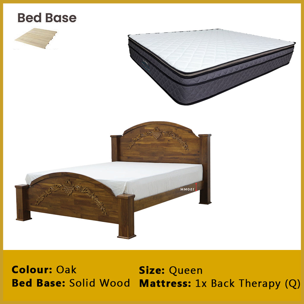 Luffy Wooden Bedframe Solid Wood With Plywood Base Queen Size - w/ Mattress Option