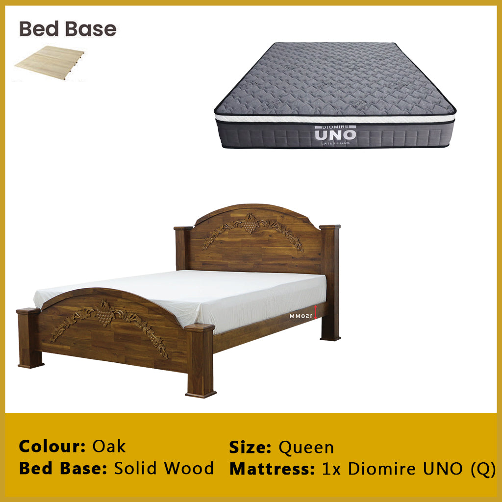 Luffy Wooden Bedframe Solid Wood With Plywood Base Queen Size - w/ Mattress Option
