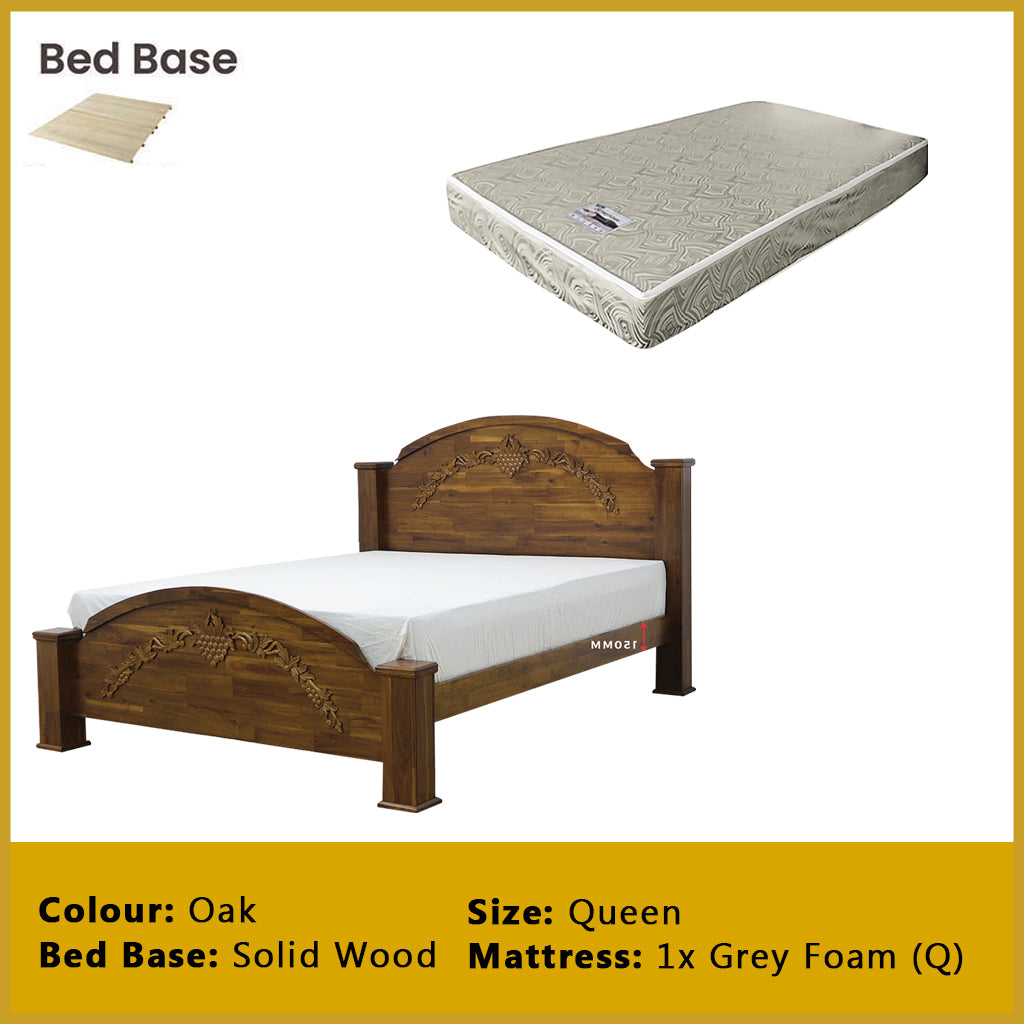 Luffy Wooden Bedframe Solid Wood With Plywood Base Queen Size - w/ Mattress Option