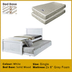 Delia Pull-Out Bed Frame Slatted Wood Base with Pull-out Bed w/ Mattress Option