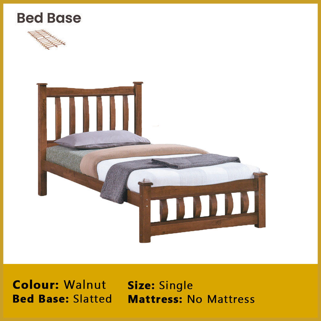 Zoraa Single Pull-Out Bedframe Solid Wood Slatted Base  - w/ Mattress Option