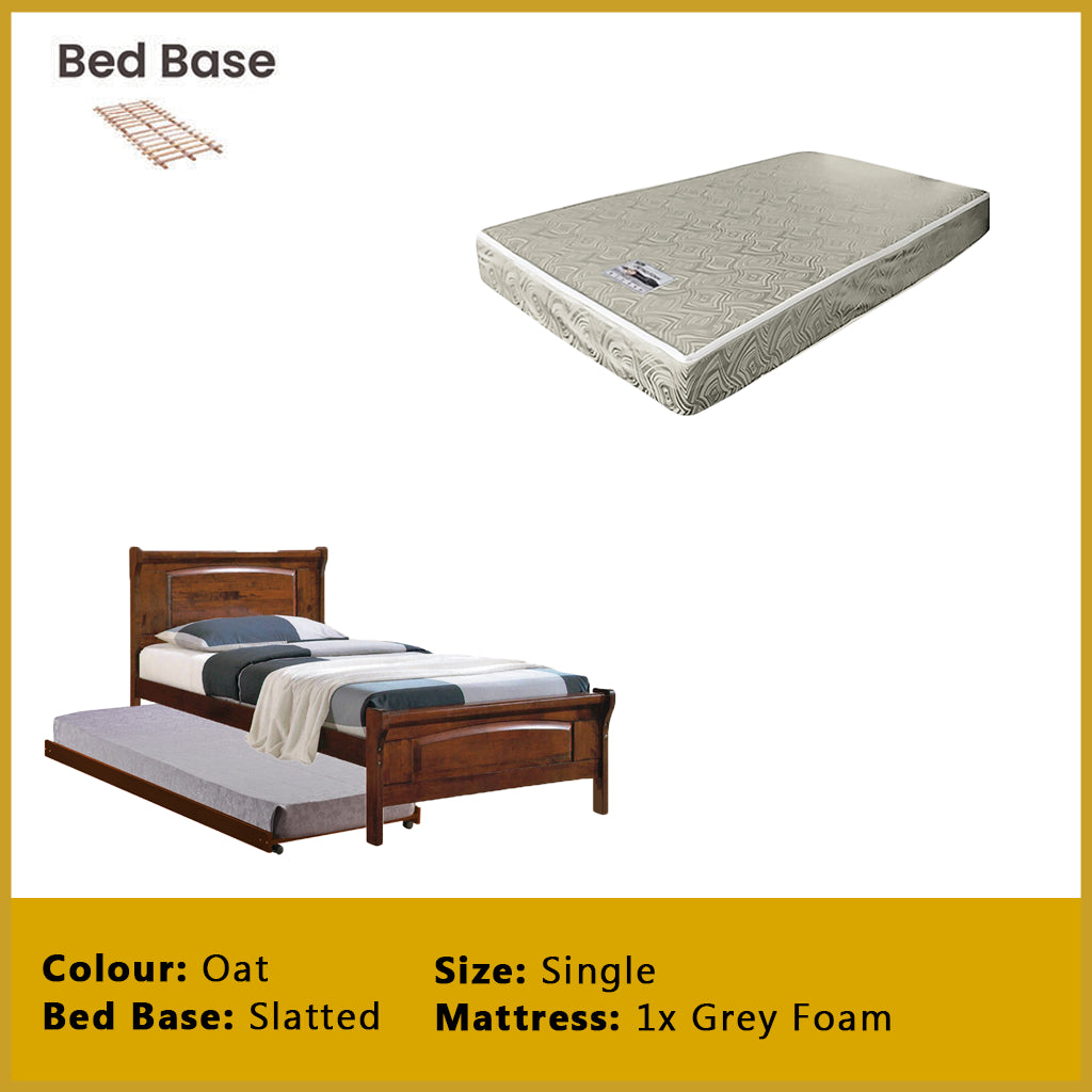 Juliet Single Pull-Out Bedframe Solid Wood Slatted Base  - w/ Mattress Option