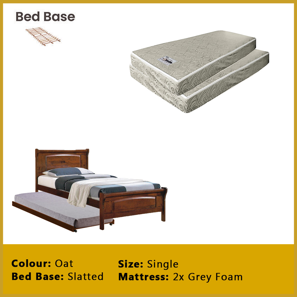Juliet Single Pull-Out Bedframe Solid Wood Slatted Base  - w/ Mattress Option