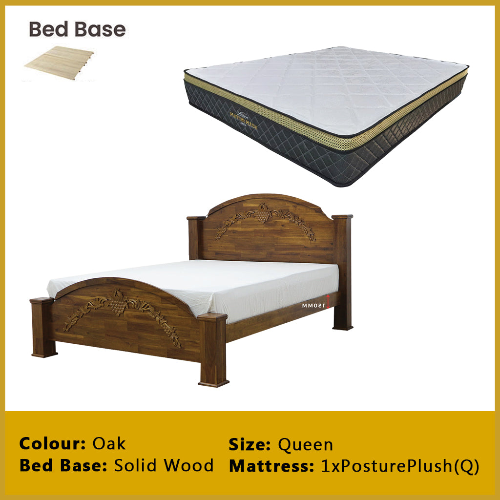 Luffy Wooden Bedframe Solid Wood With Plywood Base Queen Size - w/ Mattress Option