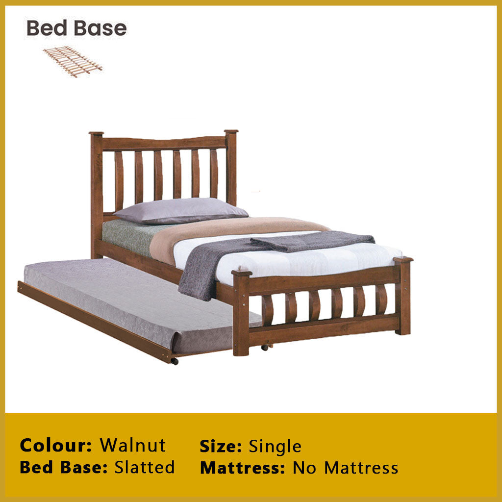 Zoraa Single Pull-Out Bedframe Solid Wood Slatted Base  - w/ Mattress Option