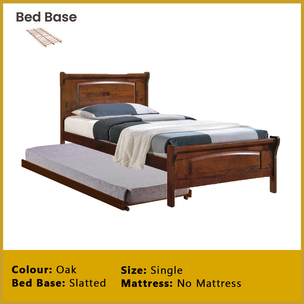 Juliet Single Pull-Out Bedframe Solid Wood Slatted Base  - w/ Mattress Option