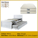 Delia Pull-Out Bed Frame Slatted Wood Base with Pull-out Bed w/ Mattress Option
