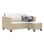 Onana Faux Leather Sofa with Ottoman In Black, Beige, And Brown