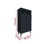 Peony Shoe Cabinet with Shelves + 2 Open Storage In Black