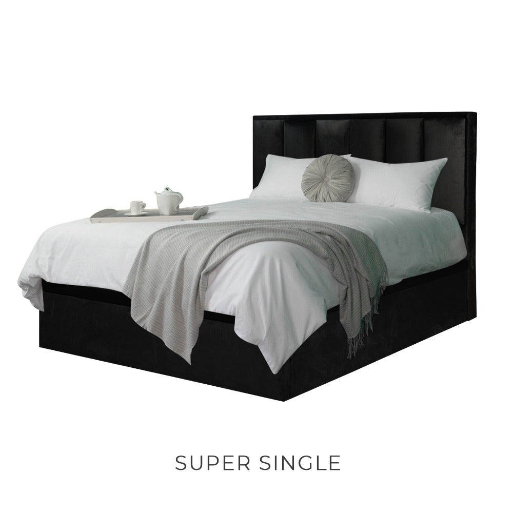 Marie Storage Bed Frame Linen Fabric/Faux Leather with 5 Mattress Options