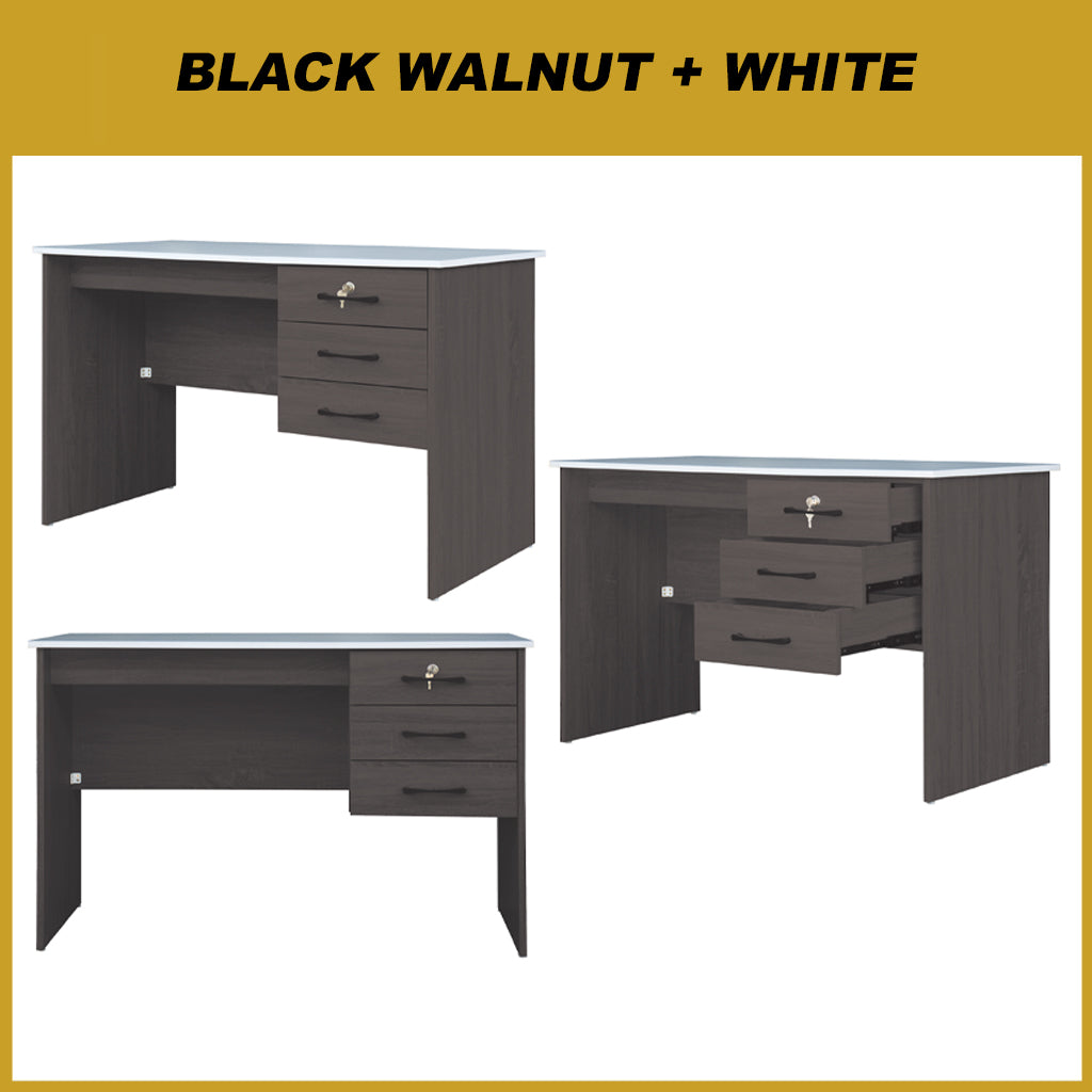 Derek Study Computer Office Table with Drawer w/ Lock in 4 Colours