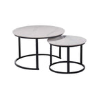 Farra 2-Piece Round Coffee Table Metal Leg + Marble Ceramic Top in 2 Colour