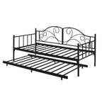 Emily Metal Daybed Bed Frame Single with Pull-Out in Black/White Colour w/ Mattress