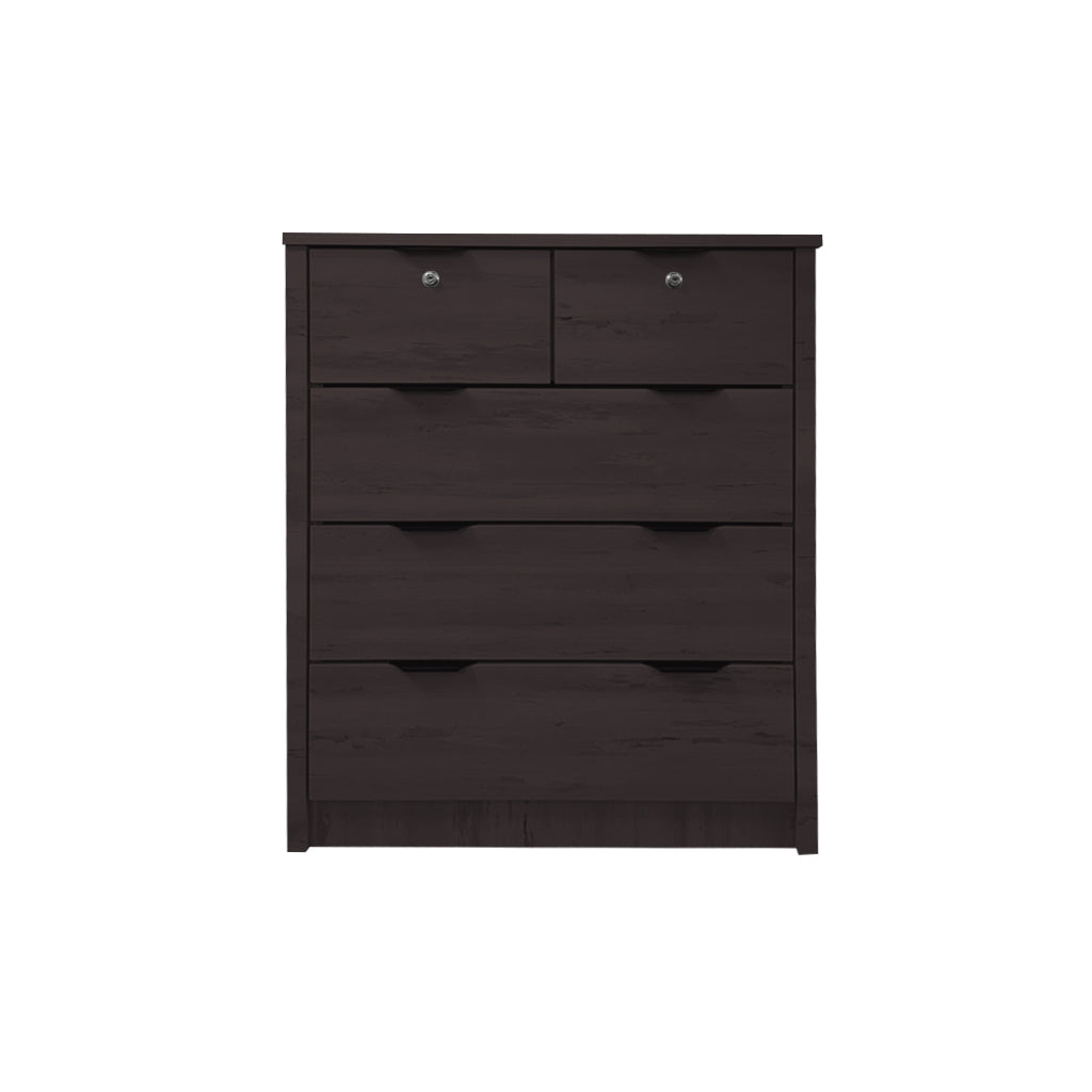 Flori 5-Drawers Premium Chest of Drawers Full Laminated Back Panel in 6 Colours