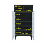 Peony Shoe Cabinet with Shelves + 2 Open Storage In Black & White