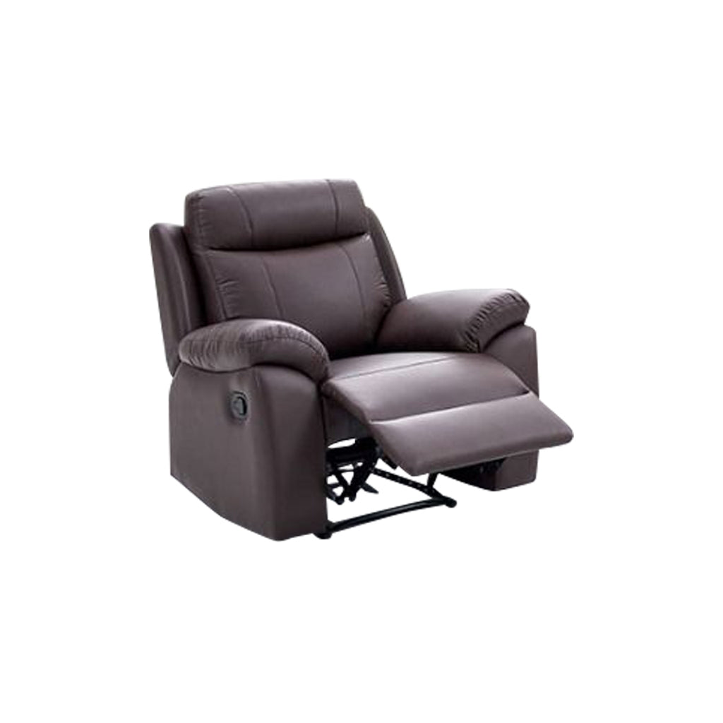 Janie Single Recliner with 2+3-Seater Sofa Set PU Leather in Brown Colour