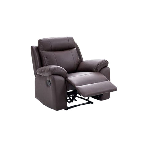 Image of Janie Single Recliner with 2+3-Seater Sofa Set PU Leather in Brown Colour