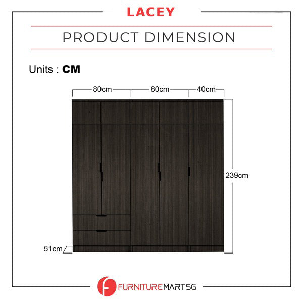 Lacey Series 1 Customizable Modular Wardrobe up to 10-Door in Brown Colour