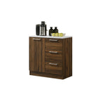 Hallie Series Modular Kitchen Cabinet Melamine Panel Top with Hanging Cabinet in Brown & Natural Color.
