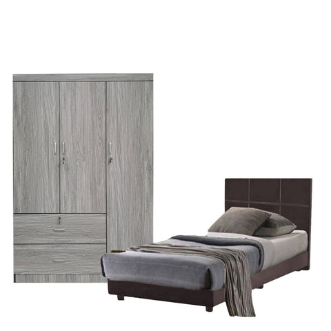 Image of Toluca Bedroom Set Series 2 Includes Wardrobe/Bed Frame/Mattress In Single And Super Single Size.Free Installation