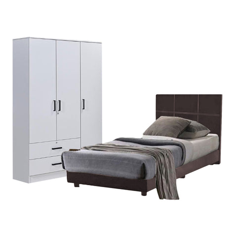 Image of Toluca Bedroom Set Series 2 Includes Wardrobe/Bed Frame/Mattress In Single And Super Single Size.Free Installation