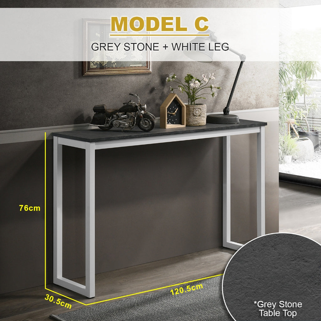 KRITY Series C Console Grey Stone Table Top Side Display Table in White Leg