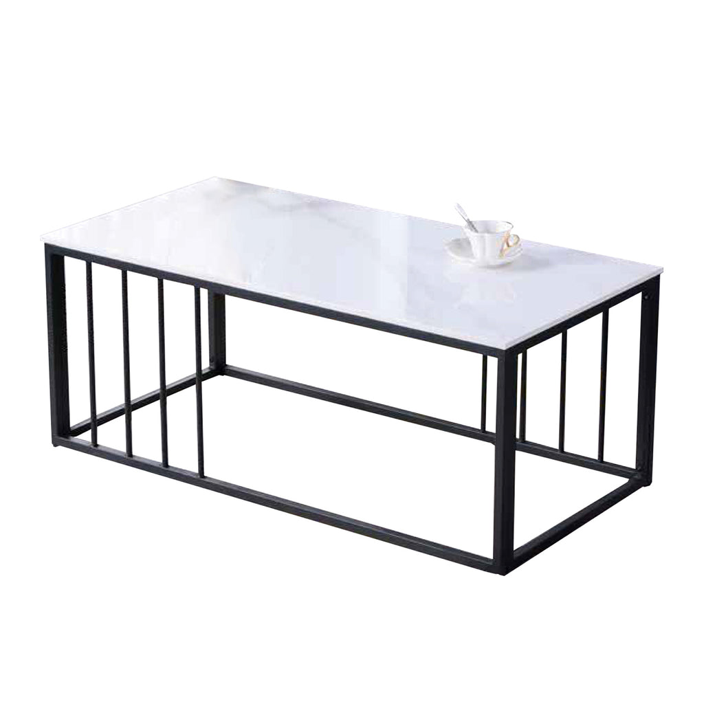 Ozias Center Coffee Table Heat Resistant Glossy Ceramic Top with Steel Legs