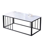 Ozias Center Coffee Table Heat Resistant Glossy Ceramic Top with Steel Legs