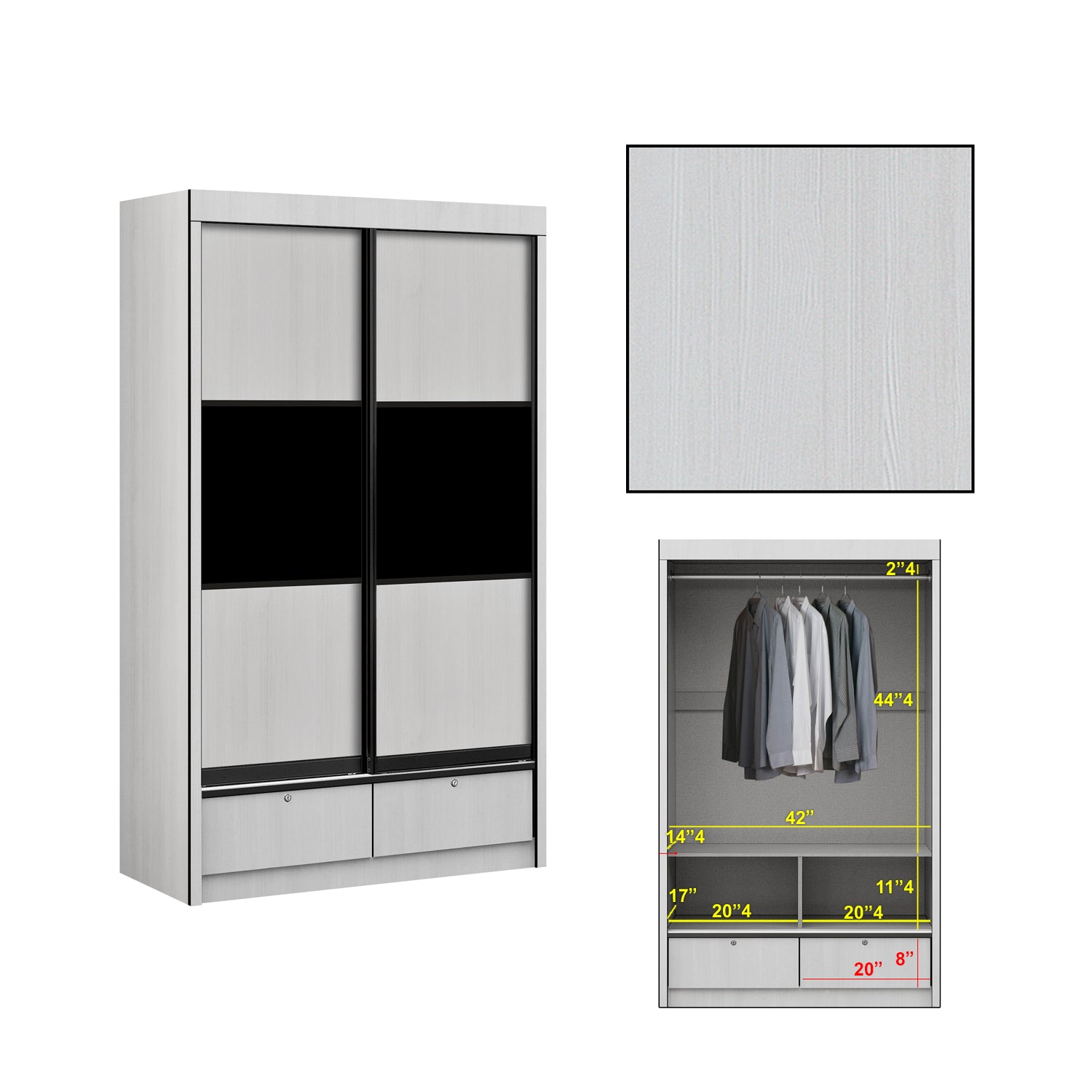 Lexi Series 1 2-Door Sliding Door Wardrobe