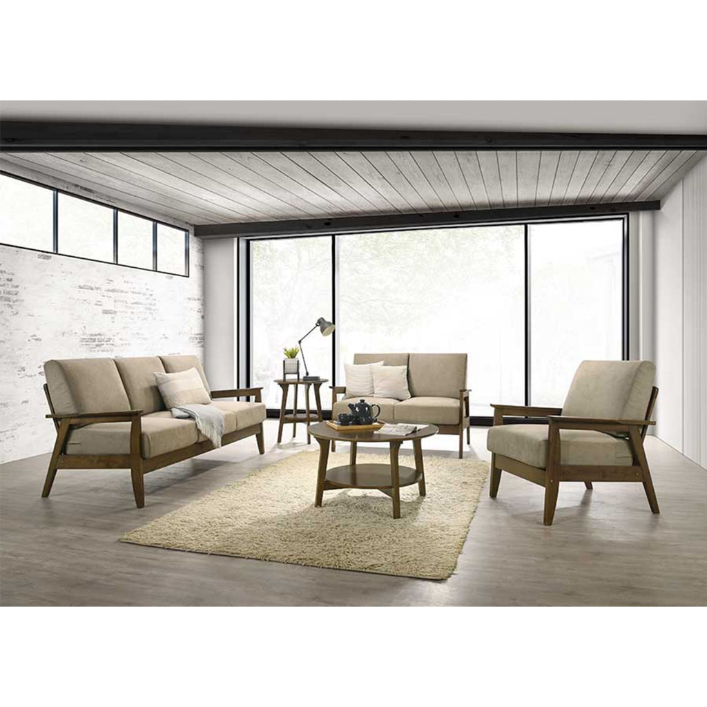 Frida Series 1,2,3 Seater Sofa Set Solid Wood Living Room Furnitures in Light Brown