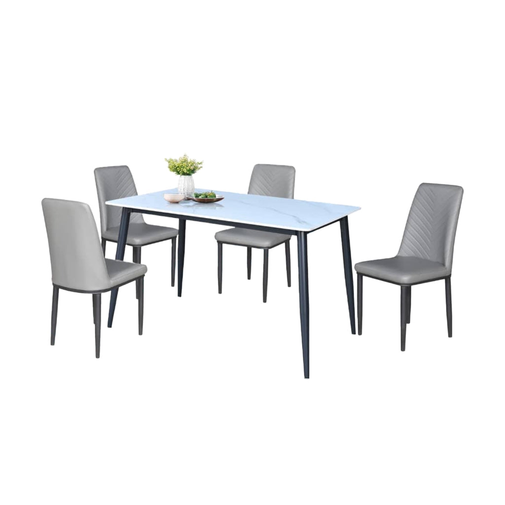 Elba 1+4/1+6 Dining Set Table with Chair Ceramic Table Top with Metal Legs