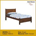 Riese Single Pull-Out Bedframe MDF+Veneer Wood Slatted Base