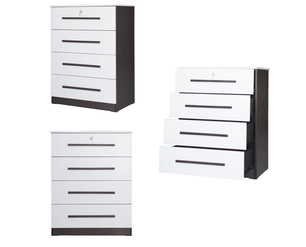 Camie 4 Premium Chest of Drawers Storage Full Laminated Back Panel in 2 Colour