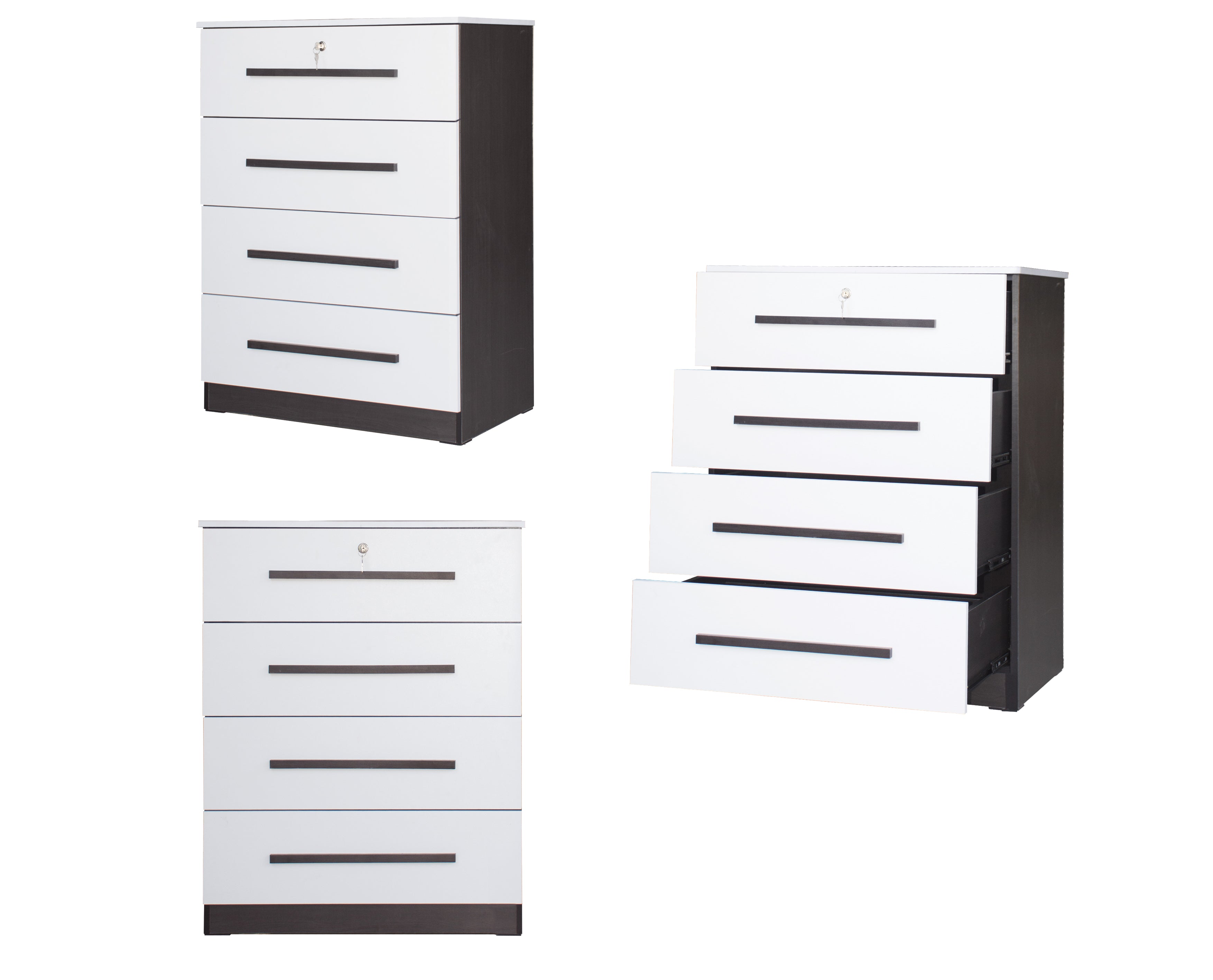 Camie 4 Premium Chest of Drawers Storage Full Laminated Back Panel in 2 Colour