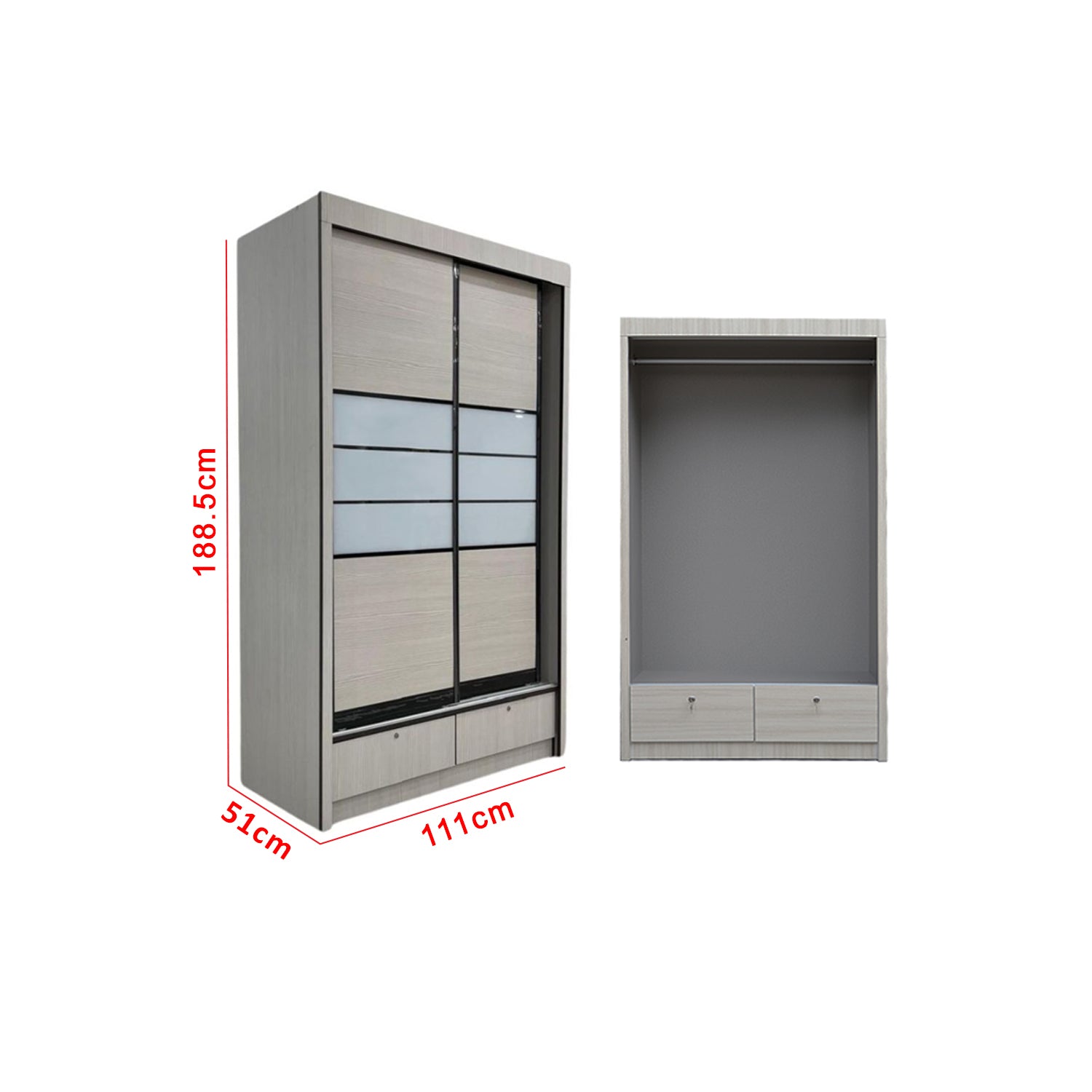 Vitta Series 3 4 Ft. Sliding Door Wardrobe - Model C