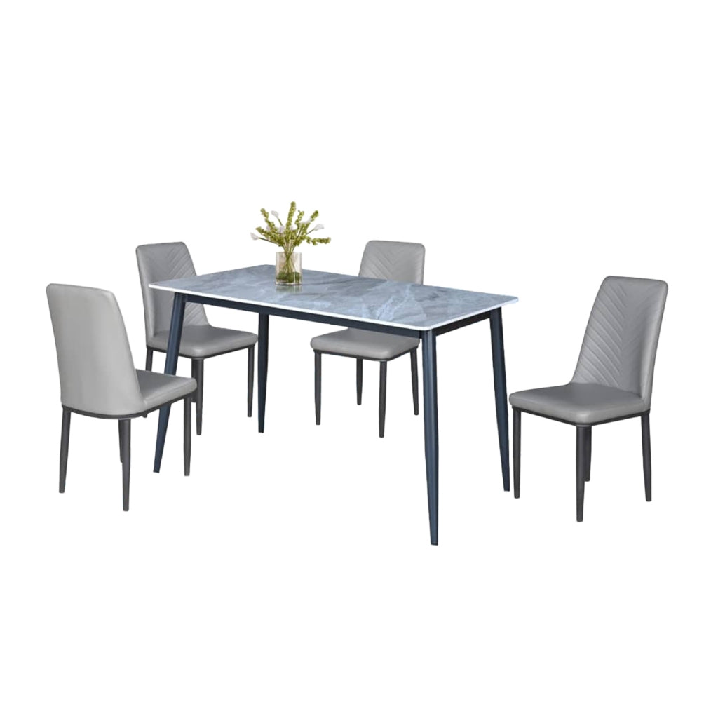 Elba 1+4/1+6 Dining Set Table with Chair Ceramic Table Top with Metal Legs
