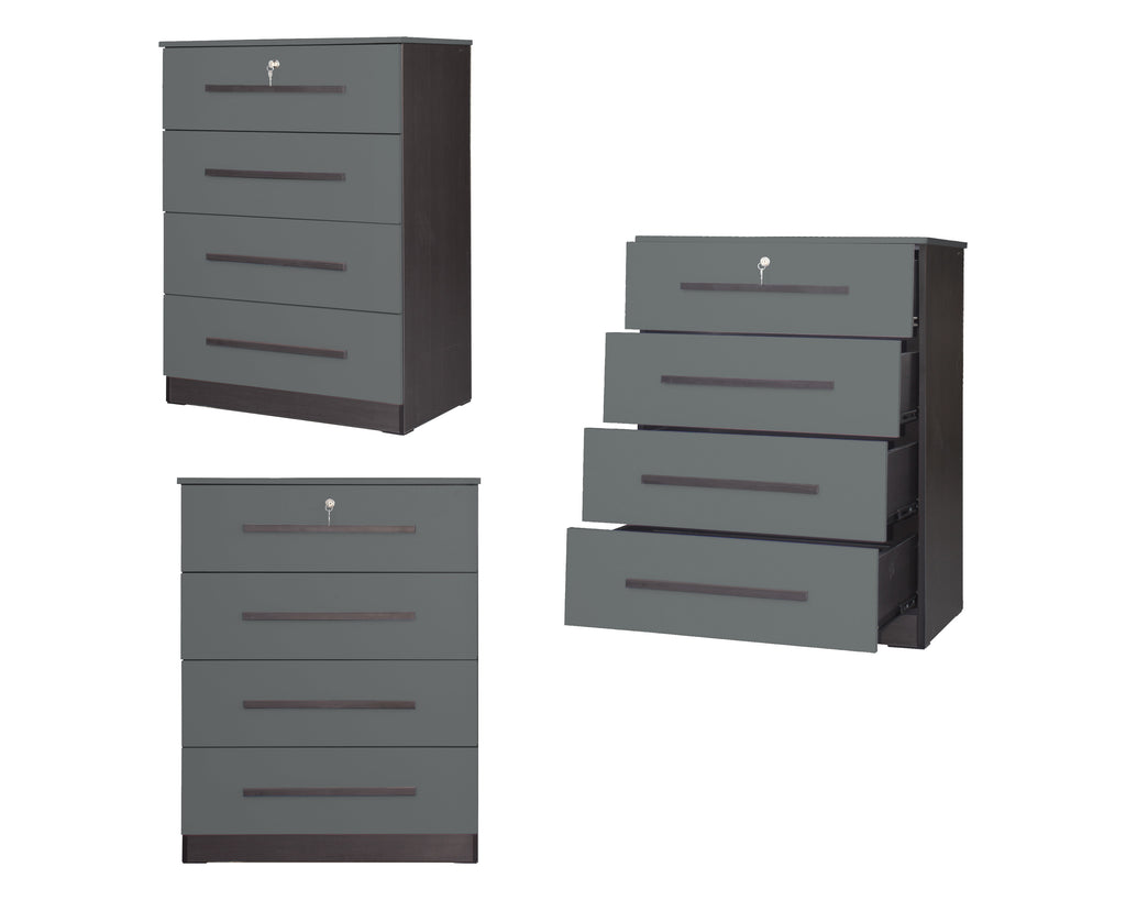 Camie 4 Premium Chest of Drawers Storage Full Laminated Back Panel in 2 Colour