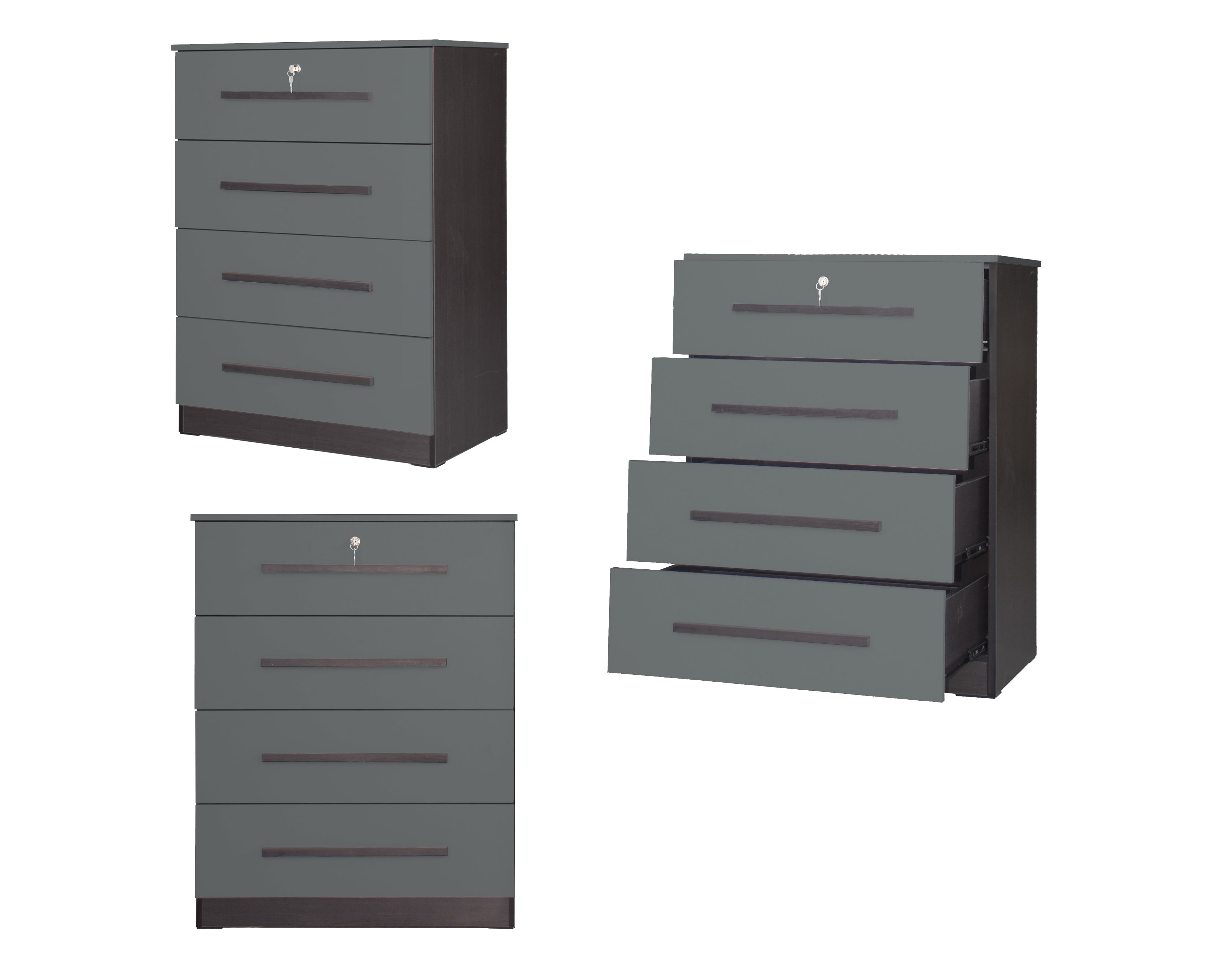 Camie 4 Premium Chest of Drawers Storage Full Laminated Back Panel in 2 Colour