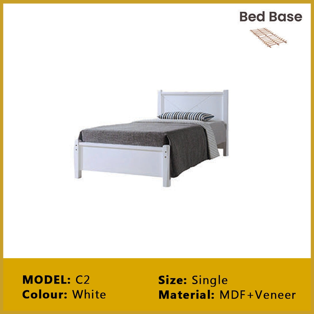 Riese Single Pull-Out Bedframe MDF+Veneer Wood Slatted Base